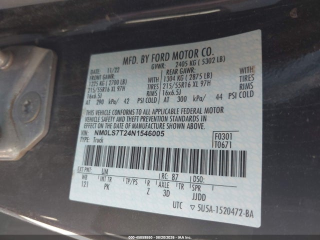 2022 FORD TRANSIT CONNECT XLT 9