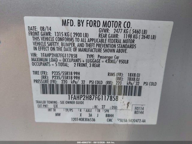 صورة 9 لـ 2015 FORD TAURUS SEL