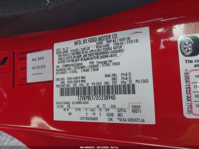 2013 FORD MUSTANG GT PREMIUM — фото 9
