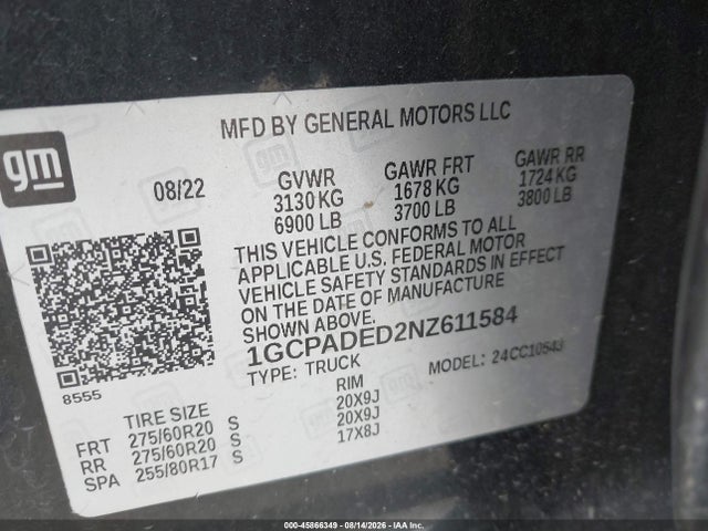 2022 CHEVROLET SILVERADO 1500 2WD SHORT BED RST 9