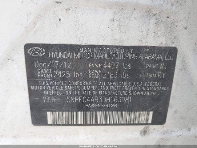 2013 Hyundai SONATA LIMITED 2.0T — фото 9