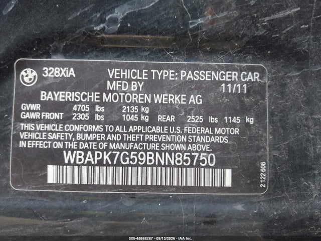 2011 BMW 328I XDRIVE — фото 9