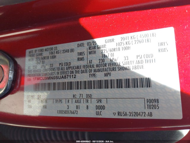 2025 FORD ESCAPE ST-LINE 9