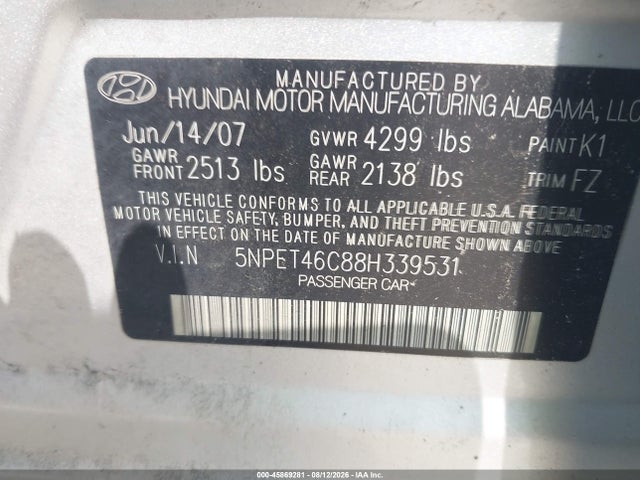 2008 Hyundai SONATA GLS — фото 9