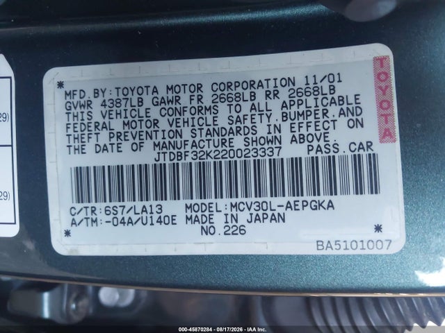 صورة 9 لـ 2002 Toyota CAMRY XLE