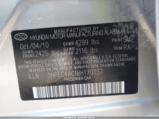 2011 Hyundai SONATA LIMITED — миниатюра 9