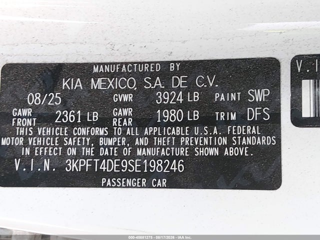 2025 KIA K4 LX 9