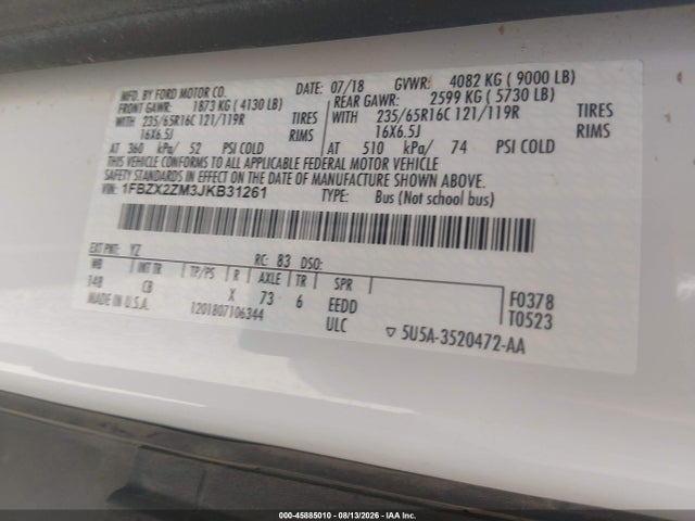 2018 FORD TRANSIT-350 XL 9