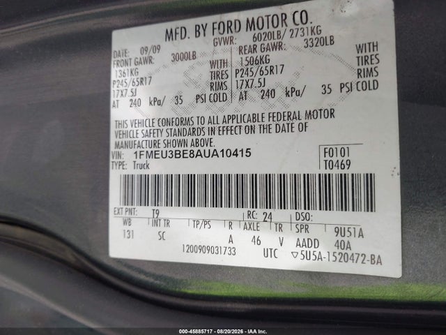 2010 FORD EXPLORER SPORT TRAC XLT 照片 9