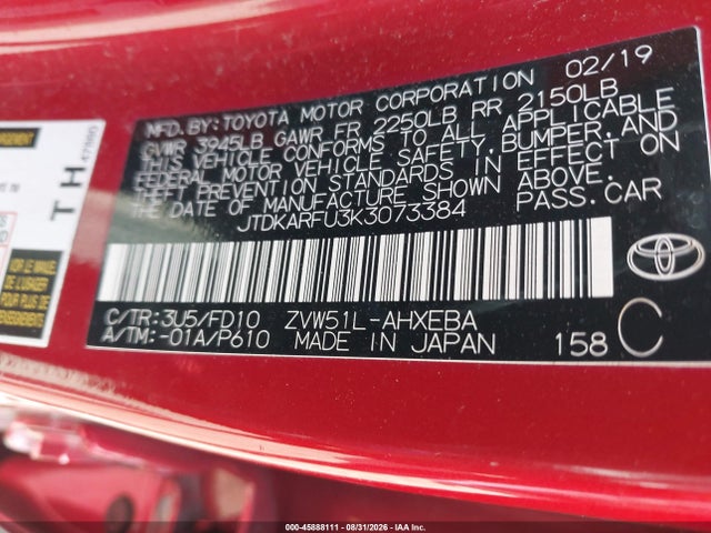 2019 Toyota PRIUS LE — фото 9