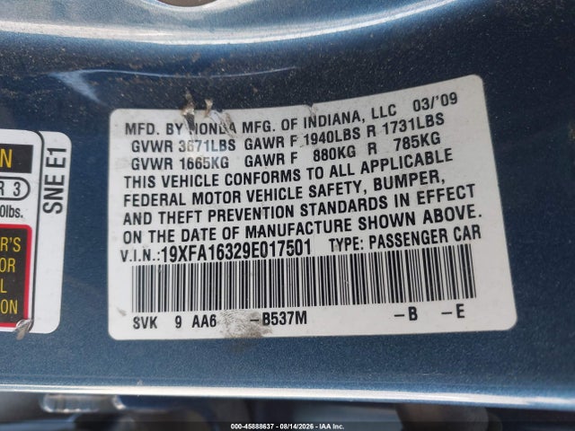 صورة 9 لـ 2009 Honda CIVIC VP