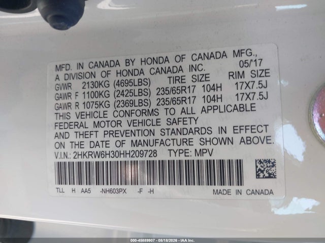 2017 HONDA CR-V LX 9