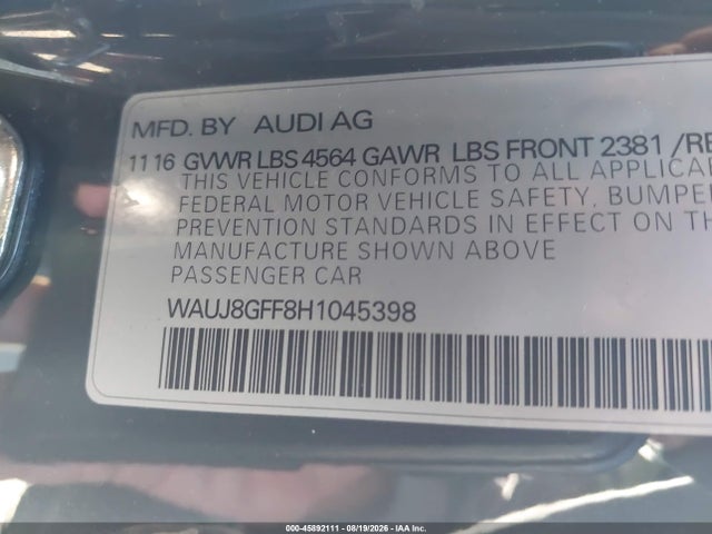 2017 AUDI A3 PREMIUM PLUS photo 9