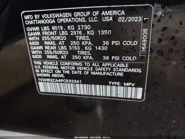 2023 VOLKSWAGEN ATLAS 3.6L V6 SE W/TECHNOLOGY 9