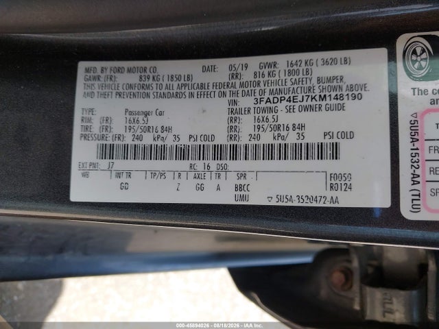 2019 FORD FIESTA SE 9