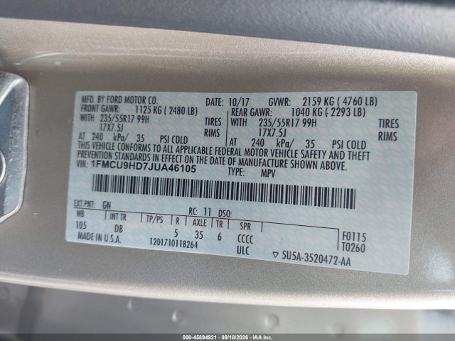 2018 FORD ESCAPE SEL 9
