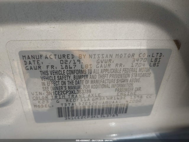 2019 NISSAN VERSA NOTE SV 9