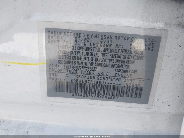 2022 NISSAN SENTRA S XTRONIC CVT 9