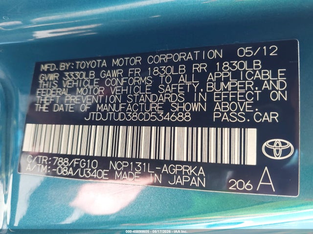 2012 Toyota YARIS L 照片 9