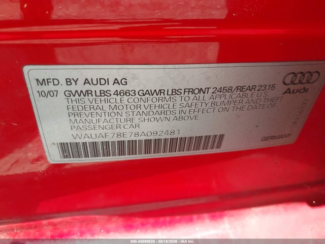 2008 AUDI A4 2.0T/2.0T SPECIAL EDITION 照片 9