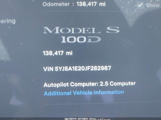 2018 TESLA MODEL S 100D/75D/P100D 15