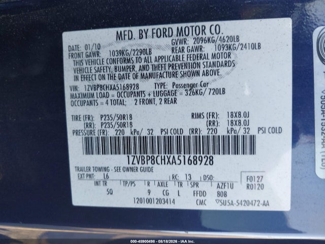 2010 FORD MUSTANG GT PREMIUM — фото 9