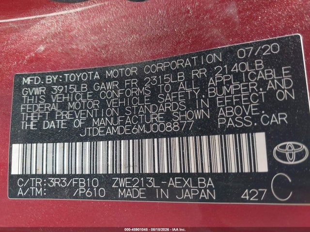 2021 Toyota COROLLA HYBRID LE photo 9