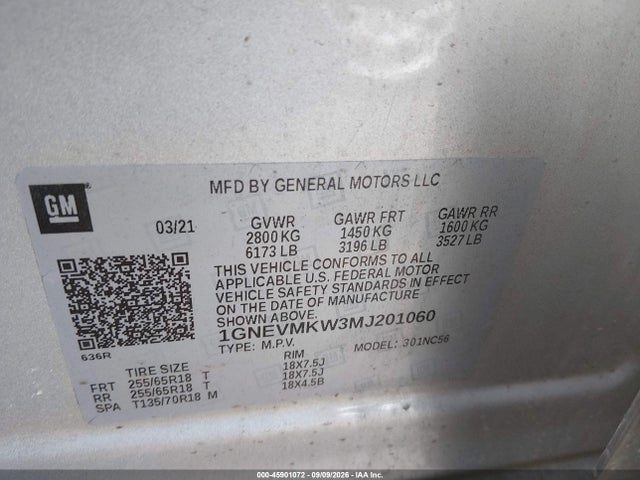 2021 CHEVROLET TRAVERSE AWD 2FL 9