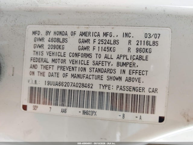 2007 Acura TL 3.2 照片 9