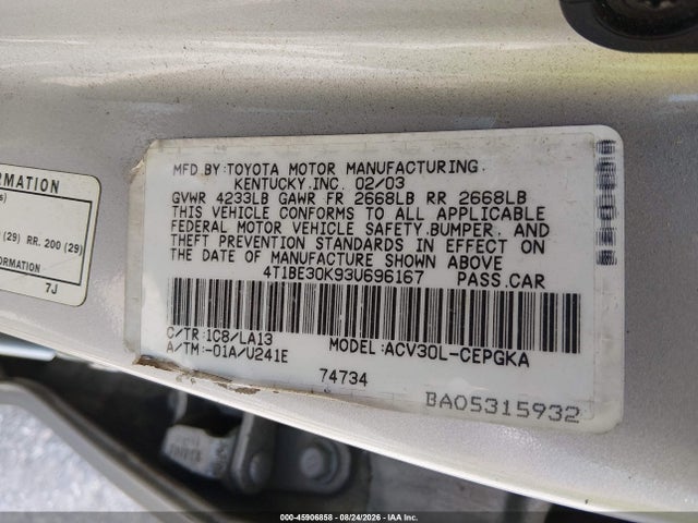 2003 Toyota CAMRY XLE 照片 9