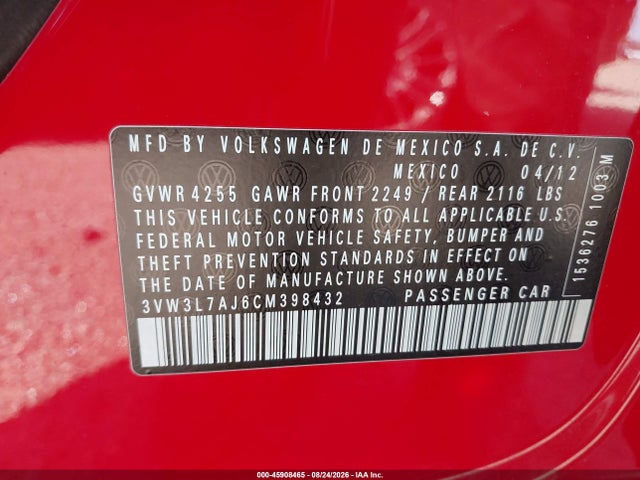 صورة 9 لـ 2012 Volkswagen JETTA 2.0L TDI