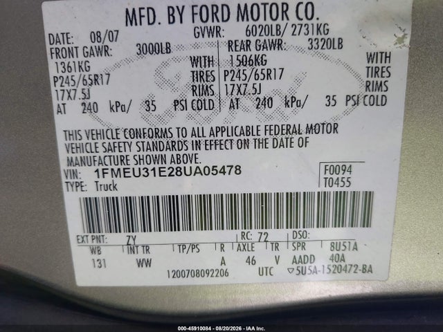 2008 FORD EXPLORER SPORT TRAC XLT 照片 9