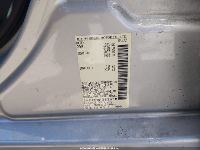 2022 NISSAN ALTIMA S FWD 9
