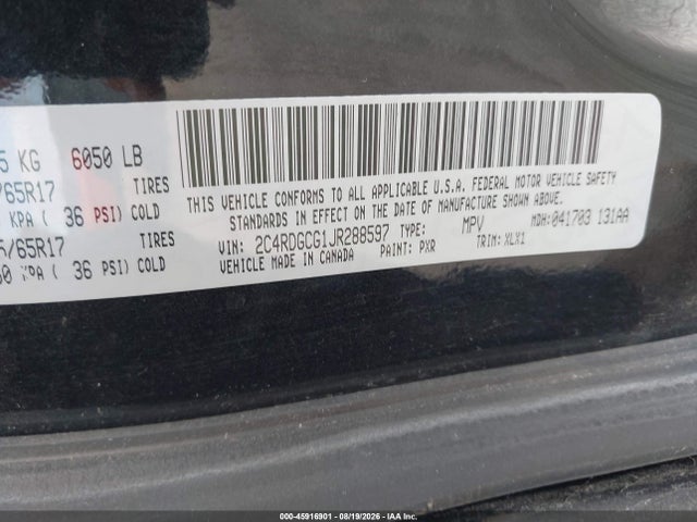 2018 DODGE GRAND CARAVAN SXT 9