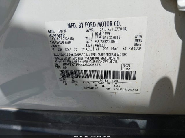 2020 FORD EXPLORER LIMITED 9