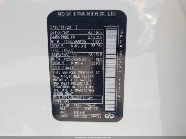 2021 INFINITI QX50 SENSORY 9