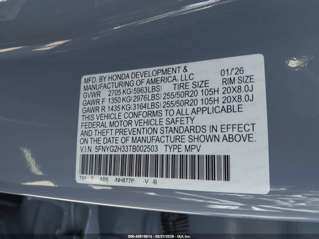 2026 HONDA PILOT SPORT 9