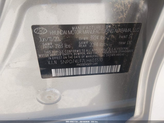 2020 HYUNDAI ELANTRA SE 9