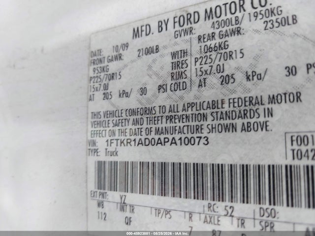 2010 FORD RANGER XL 照片 9