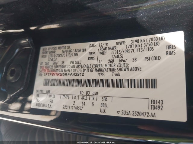 2019 FORD F-150 RAPTOR 9