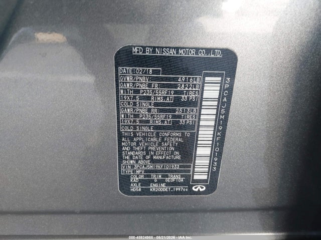 2019 INFINITI QX50 ESSENTIAL 9