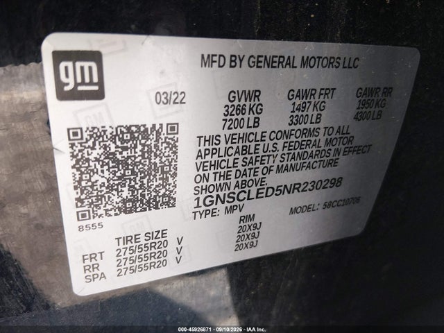 2022 CHEVROLET TAHOE 2WD COMMERCIAL FLEET 9
