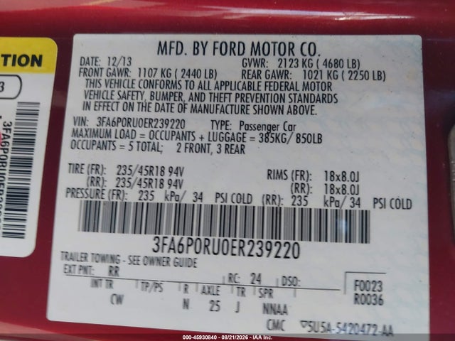 2014 FORD FUSION HYBRID TITANIUM — фото 9