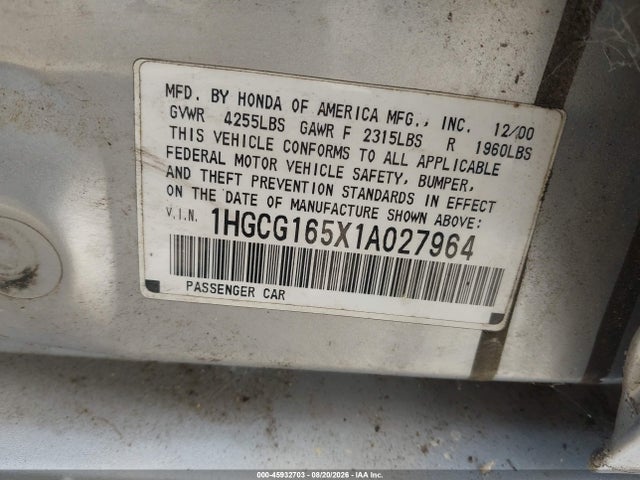 2001 Honda ACCORD 3.0 EX photo 9