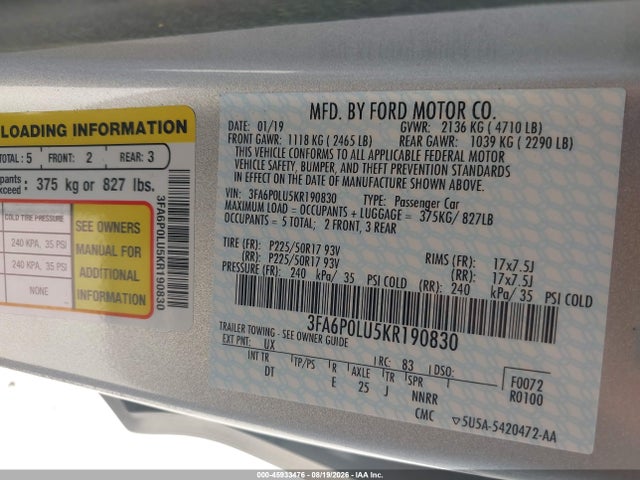 2019 FORD FUSION HYBRID SE 9