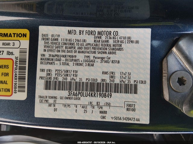 2019 FORD FUSION HYBRID SE 9