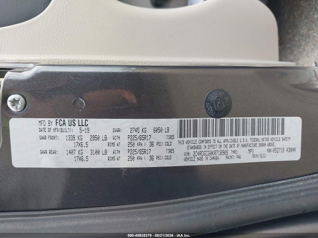 2019 DODGE GRAND CARAVAN SXT 9