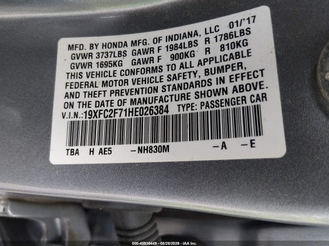 2017 HONDA CIVIC EX 9