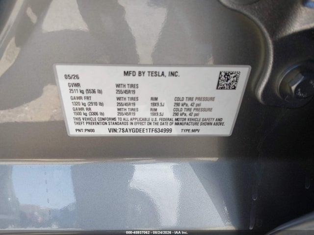 2026 TESLA MODEL Y ALL-WHEEL DRIVE/LONG RANGE LAUNCH SERIES/PREMIUM ALL-WHEEL DRIVE 9