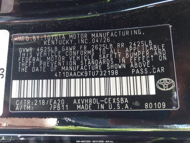 2026 TOYOTA CAMRY NIGHTSHADE 9